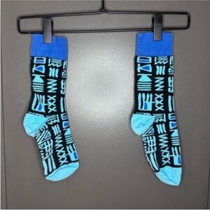 Afropop Tribal Graphic Socks | Blue & Black Bogolan Inspired Print | Unisex OSFM